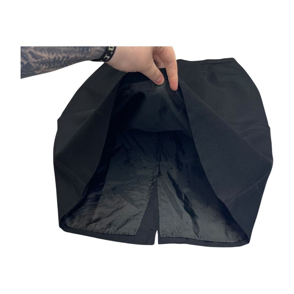 Michele A-Line Skirt Women's 16 Black Lined Back Button Preppy Modern Minimalist - Picture 4 of 6